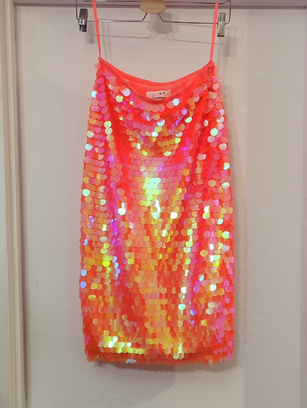 Anthropologie Sequin Midi Pencil Skirt 0P Orange - Picture 2 of 5